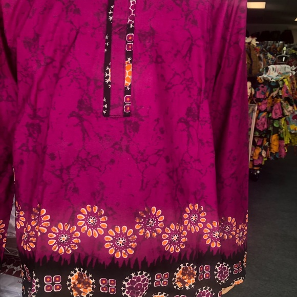 African Ankara print men clothing long sleeve top - Picture 3 of 5